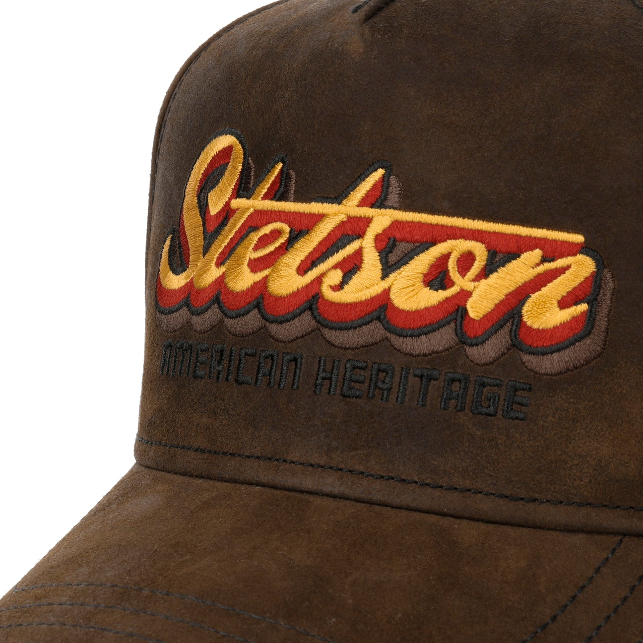 Stetson Oily Goat Suede Leather Trucker Brown