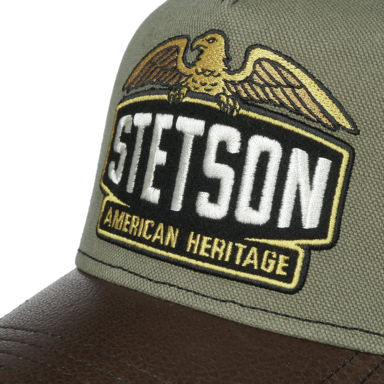 Stetson Army Trucker Leather Brown/Olive