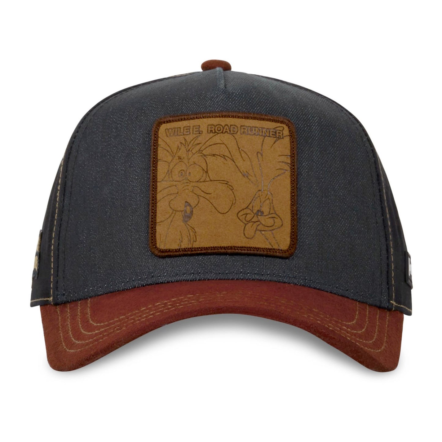 CAPSLAB Looney Tunes Wile E. & Road Runner Denim Navy Maroon Suede