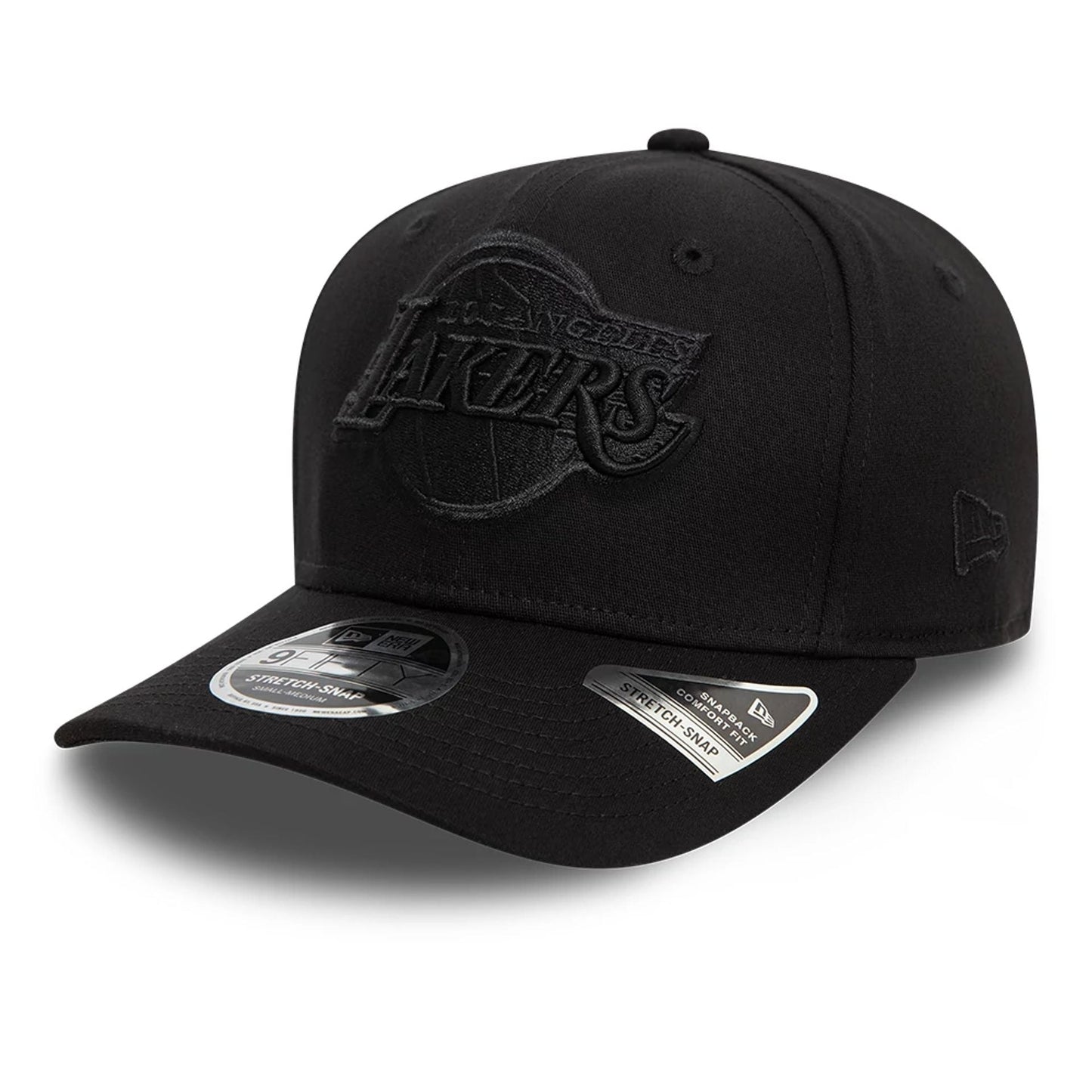 New Era LA Lakers Black On Black 9FIFTY Stretch Snap Cap