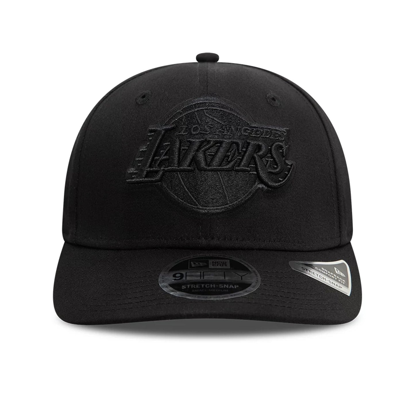 New Era LA Lakers Black On Black 9FIFTY Stretch Snap Cap