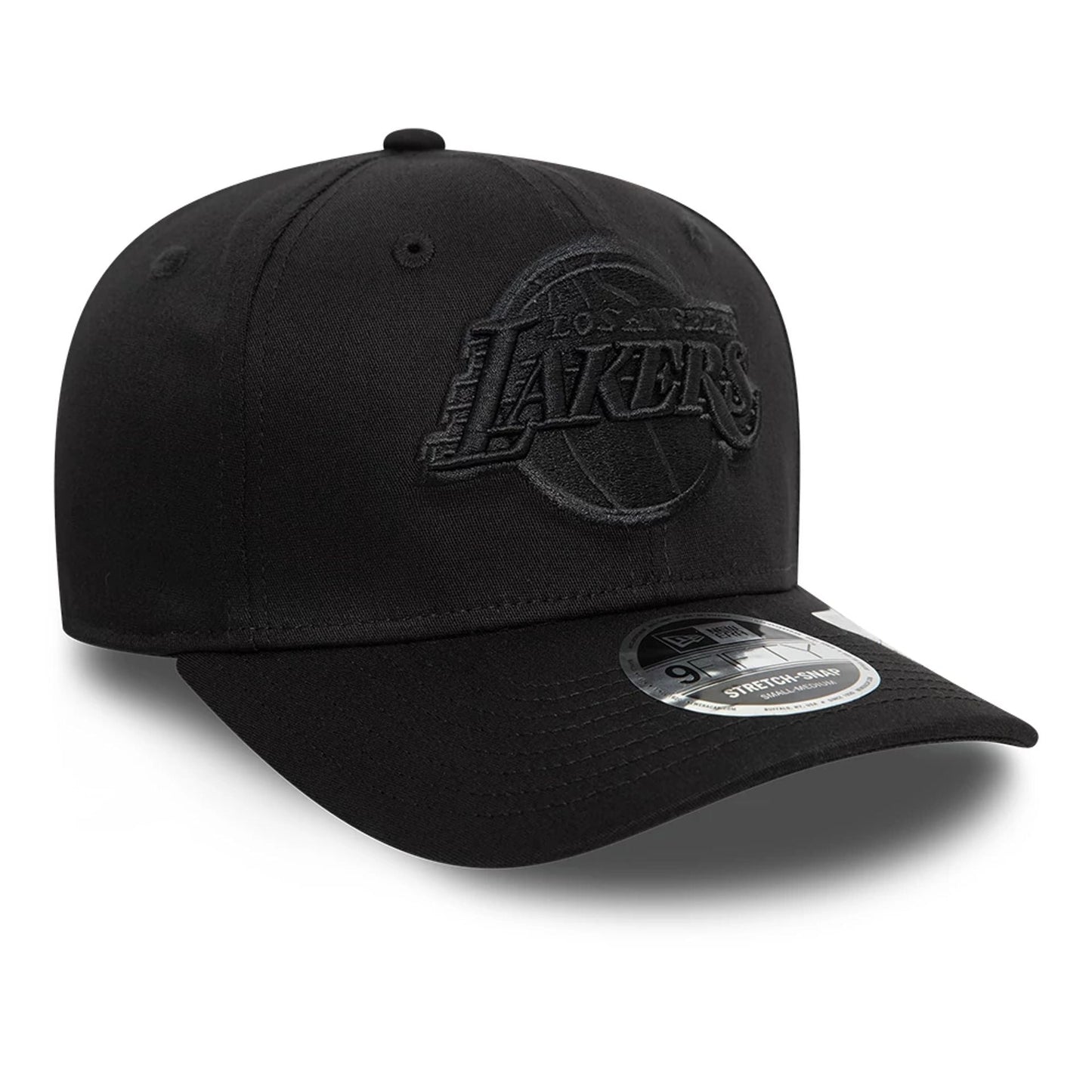 New Era LA Lakers Black On Black 9FIFTY Stretch Snap Cap