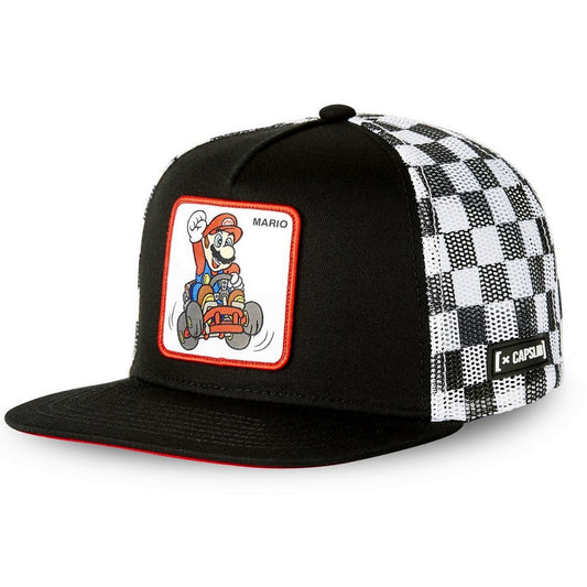 CAPSLAB Mario Kart Snapback Black Checkers