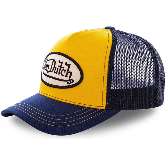 Von Dutch Yellow and Navy Blue Trucker Hat