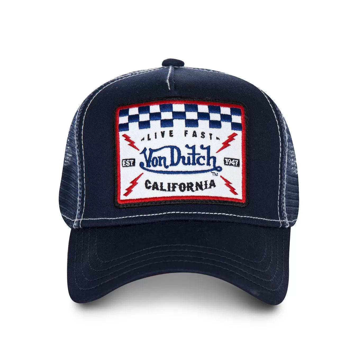 Von Dutch Live Fast Square Navy Blue Trucker Hat