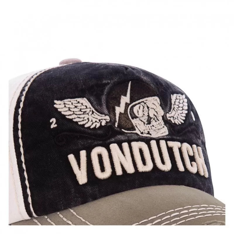 Von Dutch Xavier Curved Brim Black, White & Brown Cap